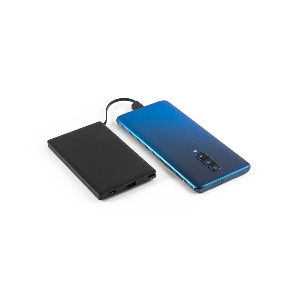 Power Bank 4.000mah TE1333 na cor Preto, brinde personalizado Sky Brindes