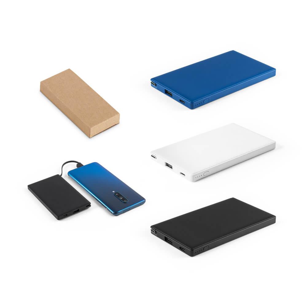 Power Bank 4.000mah TE1333 na cor Preto, brinde personalizado Sky Brindes