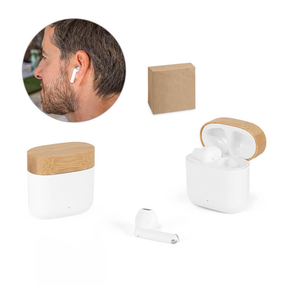 Fones de Ouvido Wireless TE1338 na cor Branco, brinde personalizado Sky Brindes