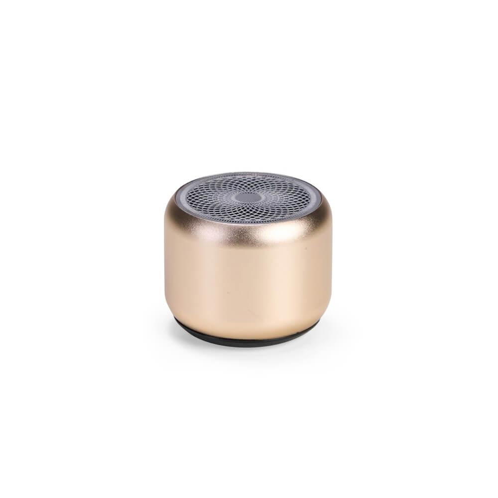 Caixa de Som Bluetooth TWS TE1339 na cor Dourado, brinde personalizado Sky Brindes