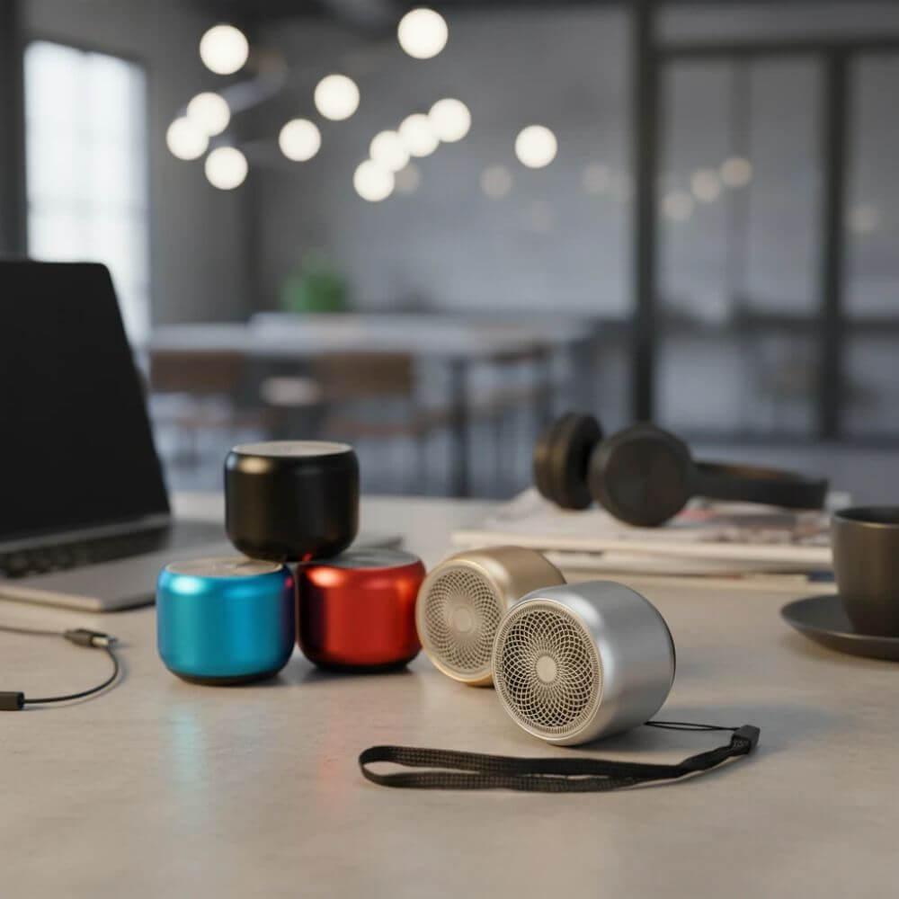 Caixa de Som Bluetooth TWS TE1339 na cor Vermelho, brinde personalizado Sky Brindes