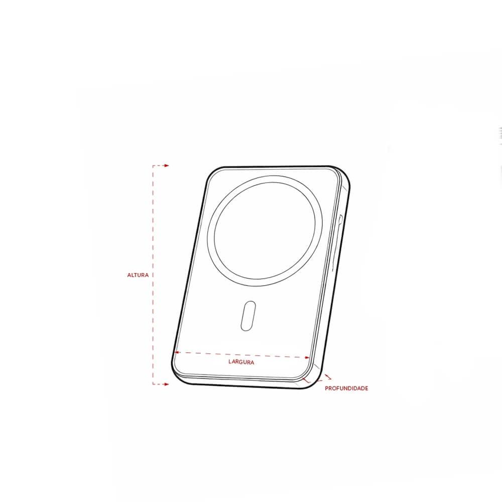 Power Bank 10.000mAh TE1346 na cor Branco, brinde personalizado Sky Brindes