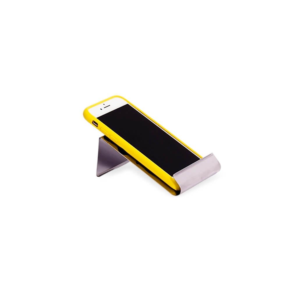 Suporte Celular Inox TE1347 na cor Inox, brinde personalizado Sky Brindes