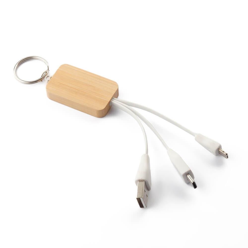 Chaveiro Bambu TE1349 na cor Natural, brinde personalizado Sky Brindes