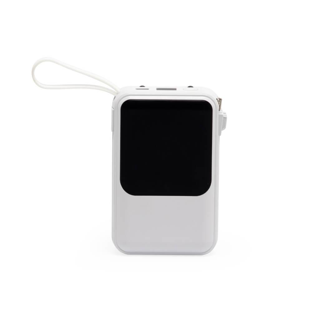 Power Bank 10.000mAh TE1351 na cor Branco, brinde personalizado Sky Brindes