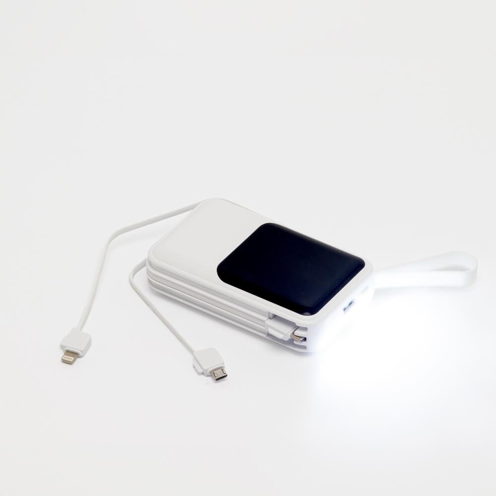 Power Bank 10.000mAh TE1351 na cor Branco, brinde personalizado Sky Brindes