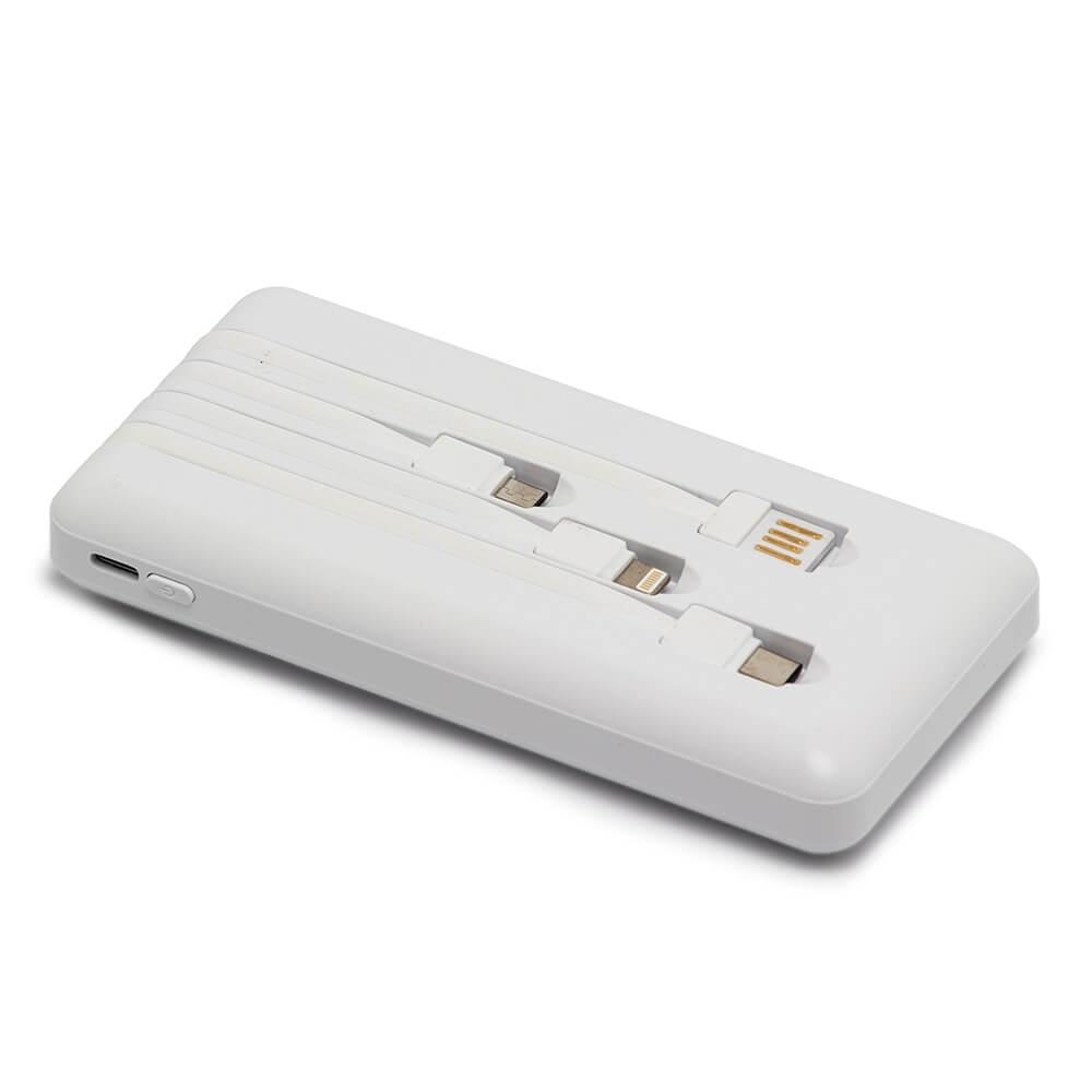 Power bank 10.000mah c lanterna e multissaídas TE1364 na cor Preto, brinde personalizado Sky Brindes