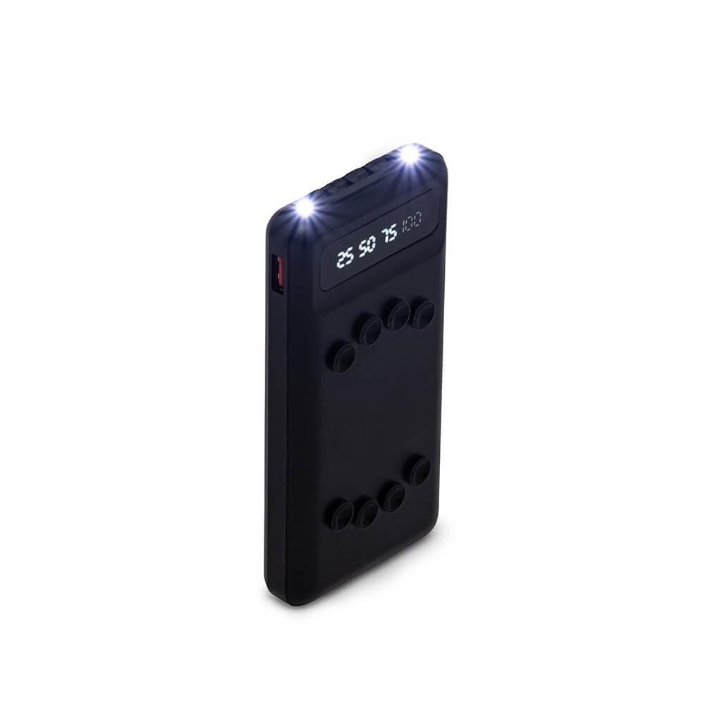 Power bank 10.000mah c lanterna e multissaídas TE1364 na cor Preto, brinde personalizado Sky Brindes
