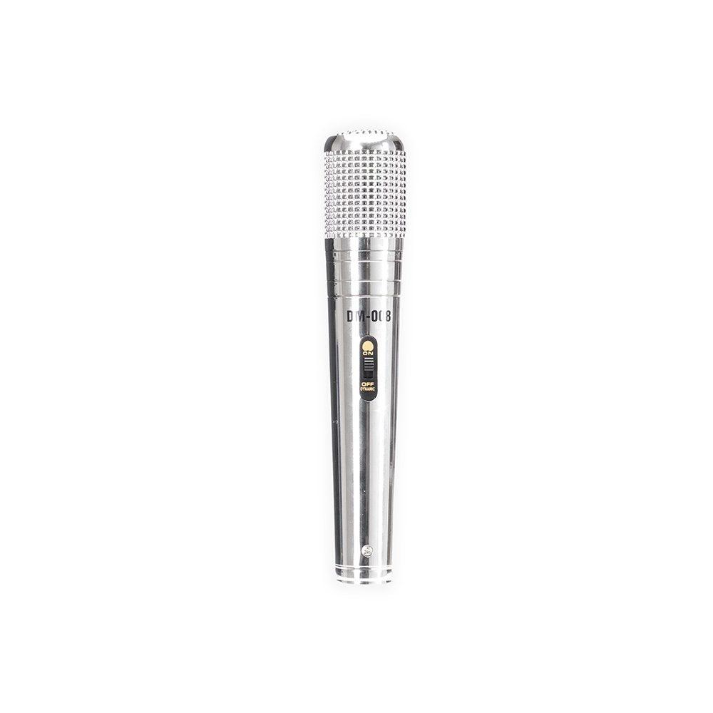 Microfone dinâmico TE1371 na cor Prata, brinde personalizado Sky Brindes