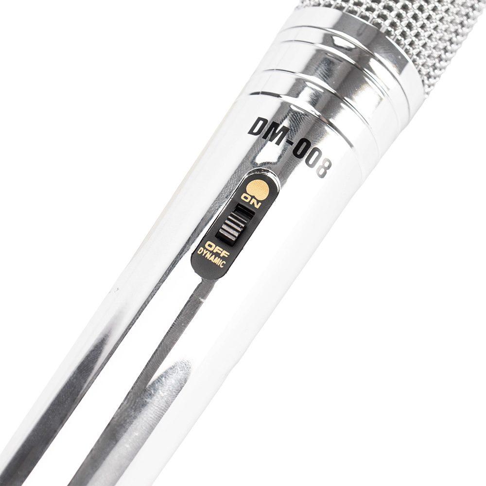 Microfone dinâmico TE1371 na cor Prata, brinde personalizado Sky Brindes