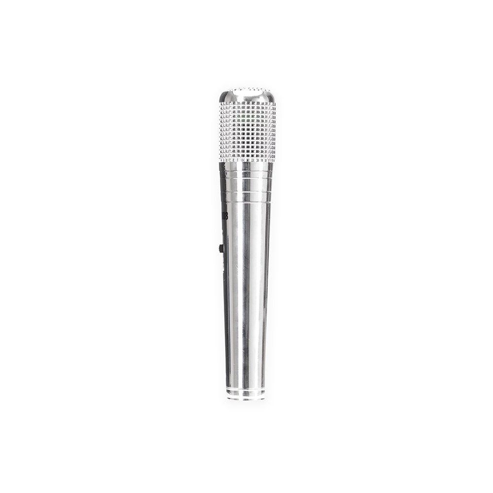 Microfone dinâmico TE1371 na cor Prata, brinde personalizado Sky Brindes