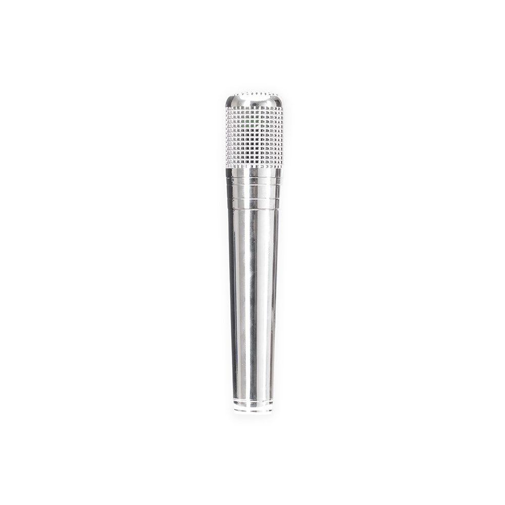 Microfone dinâmico TE1371 na cor Prata, brinde personalizado Sky Brindes