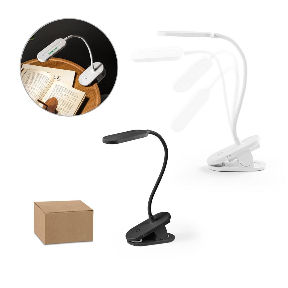 Luminária de mesa portátil em abs 65% reciclado com 140 lumen TE1396 na cor Preto, brinde personalizado Sky Brindes