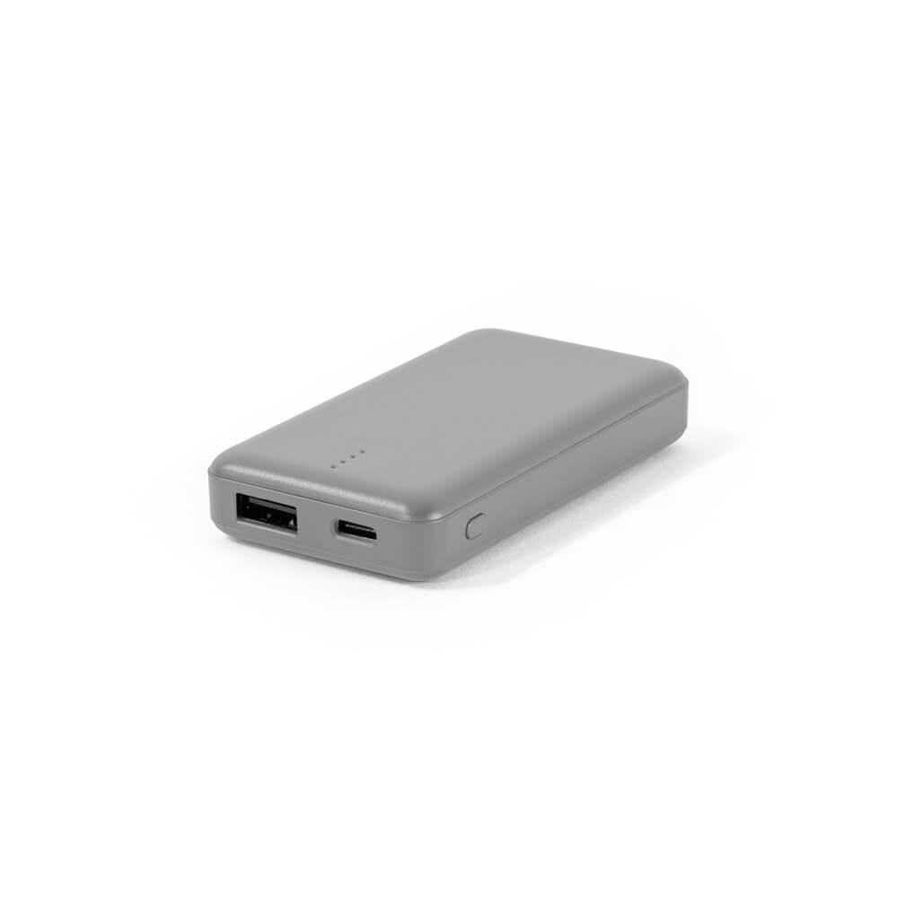 Bateria portátil 4000mah TE1411 na cor Cinza, brinde personalizado Sky Brindes