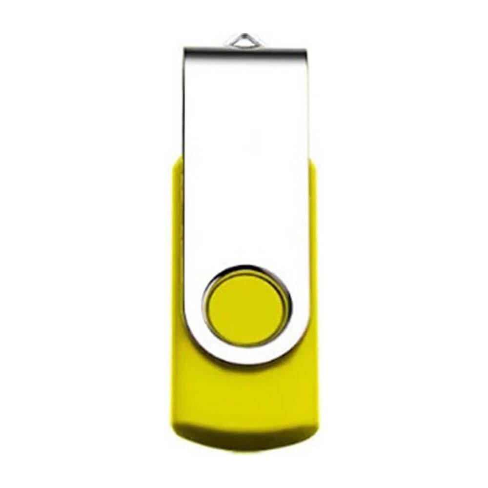 Pen Drive SM Giratório TP1080 na cor Amarelo, brinde personalizado Sky Brindes