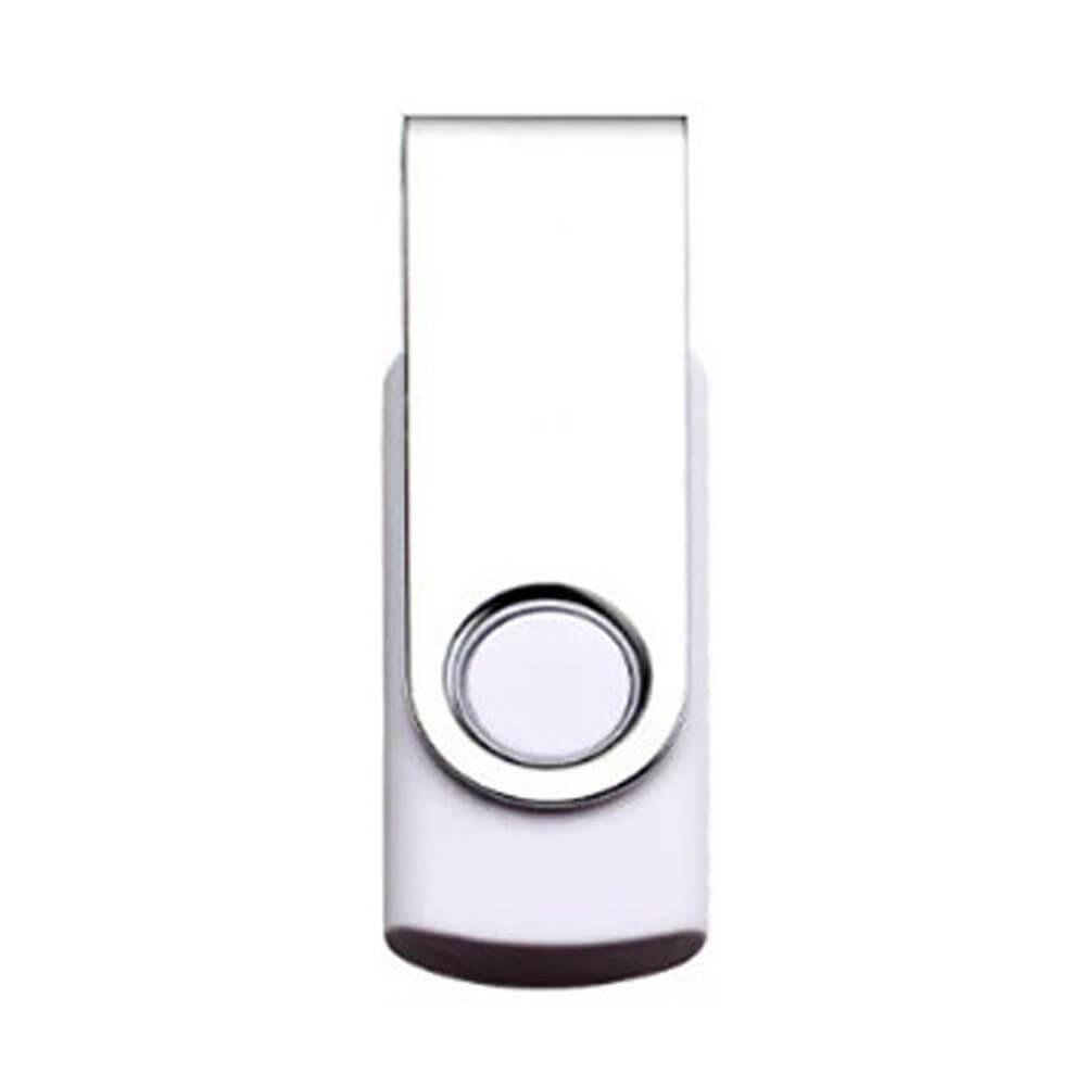 Pen Drive SM Giratório TP1080 na cor Branco, brinde personalizado Sky Brindes