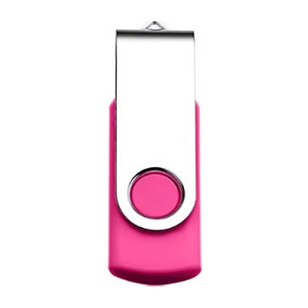 Pen Drive SM Giratório TP1080 na cor Rosa, brinde personalizado Sky Brindes