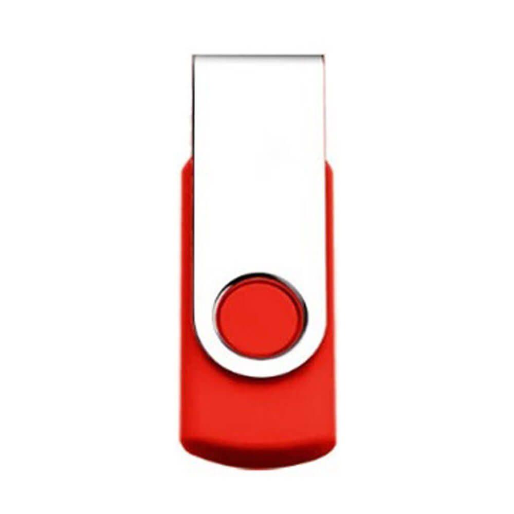 Pen Drive SM Giratório TP1080 na cor Vermelho, brinde personalizado Sky Brindes