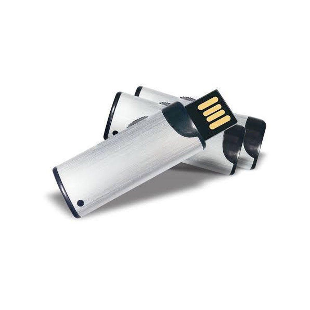 Pen Drive Retrátil TP1092 na cor Prata, brinde personalizado Sky Brindes