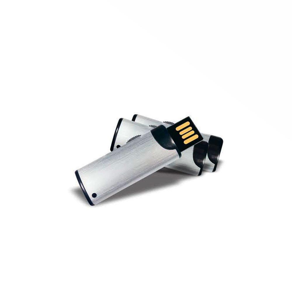 Pen Drive Retrátil TP1092 na cor Prata, brinde personalizado Sky Brindes
