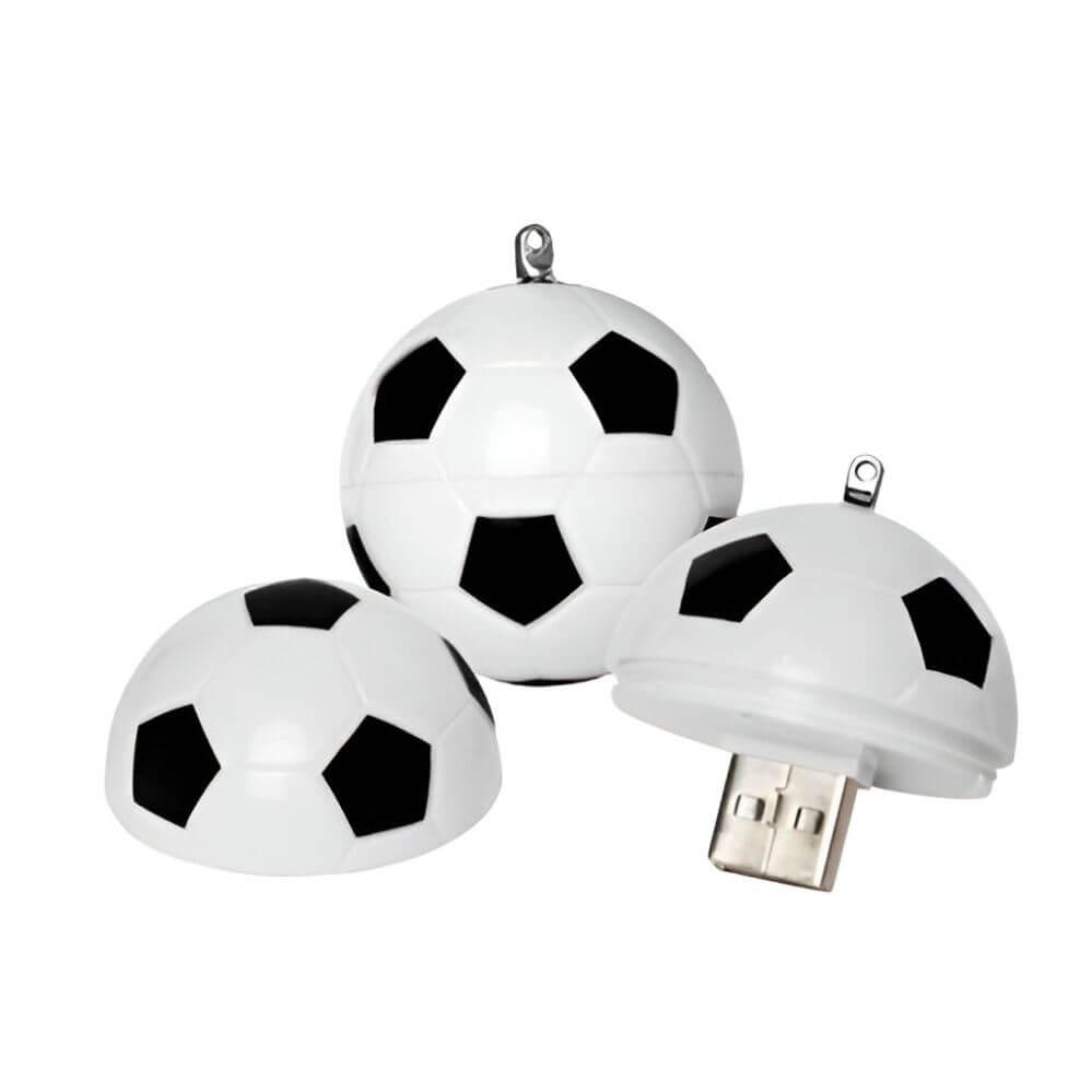 Pen drive Bola 3D TP1197 na cor Branco, brinde personalizado Sky Brindes