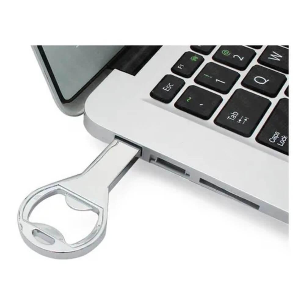 Pen Drive Chaveiro TP1202 na cor Prata, brinde personalizado Sky Brindes