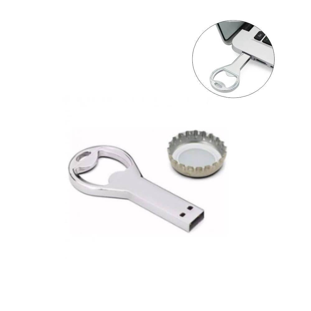 Pen Drive Chaveiro TP1202 na cor Prata, brinde personalizado Sky Brindes