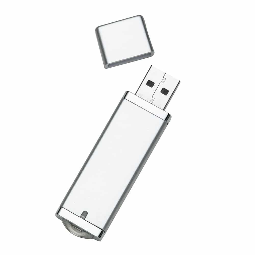 Pen Drive TP1247 na cor Prata, brinde personalizado Sky Brindes