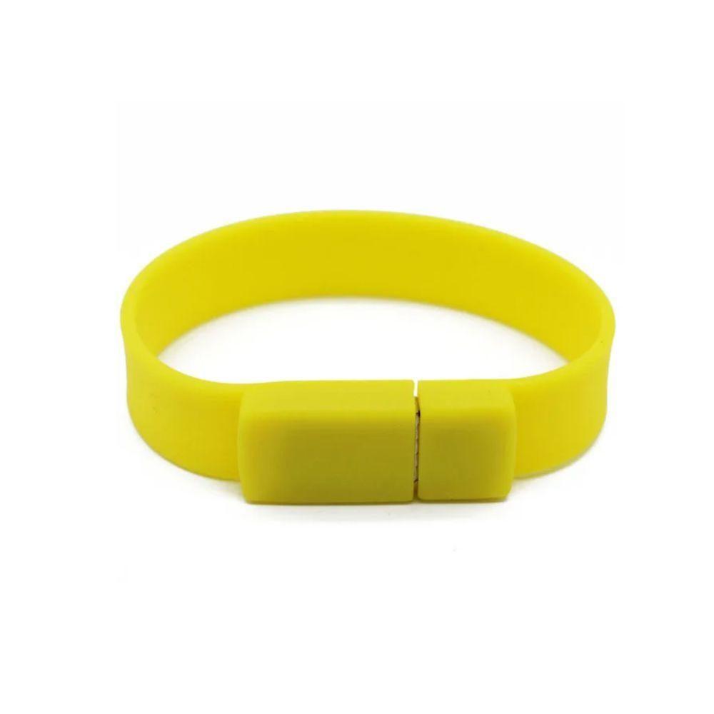 Pen Drive Pulseira TP1261 na cor Amarelo, brinde personalizado Sky Brindes