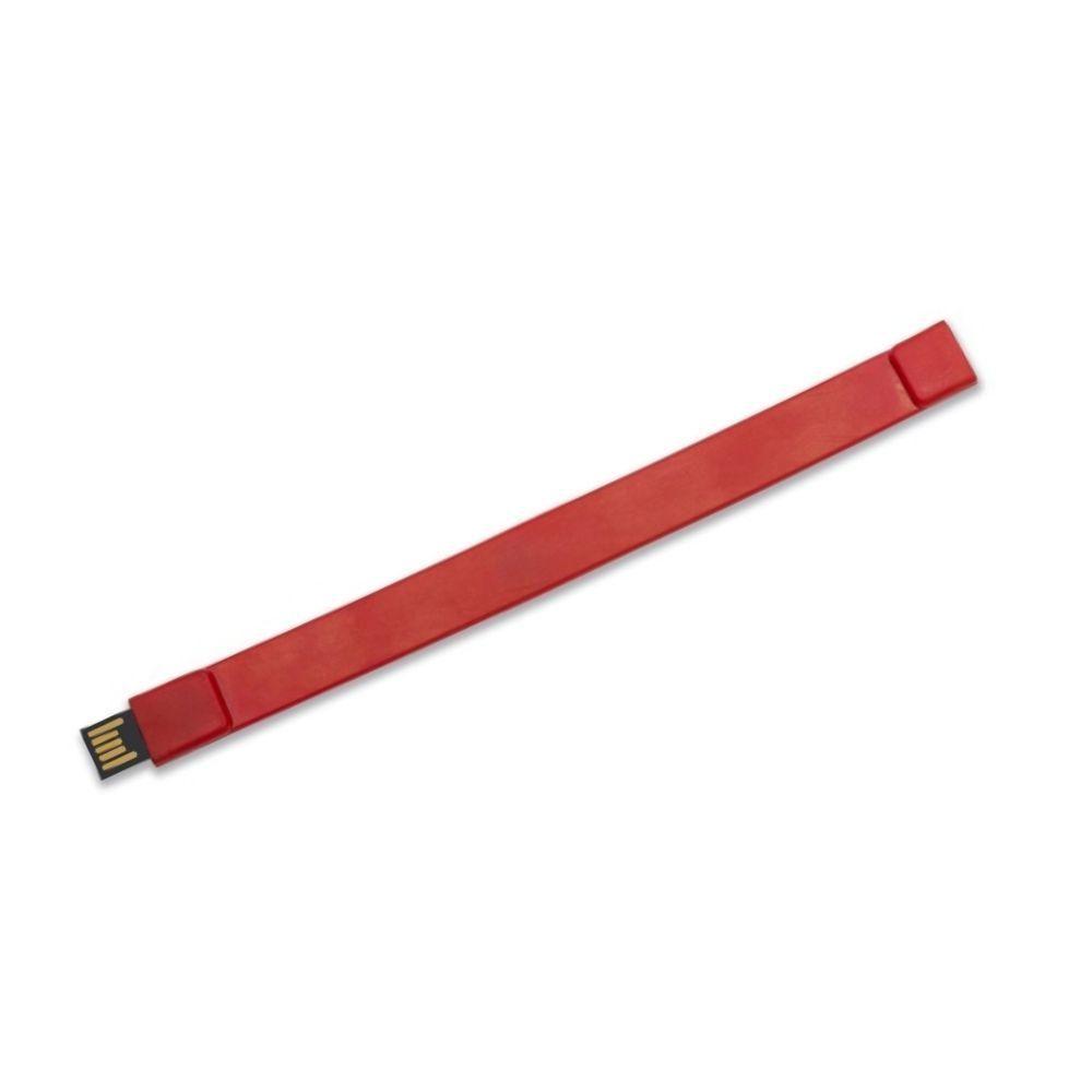 Pen Drive Pulseira TP1261 na cor Vermelho, brinde personalizado Sky Brindes