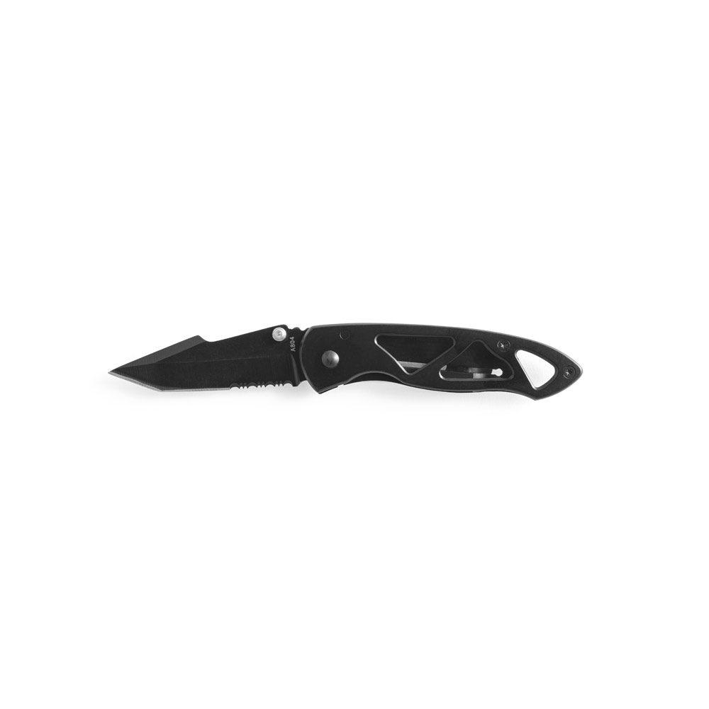 Canivete Aço Inox e Metal UF1210 na cor Preto, brinde personalizado Sky Brindes