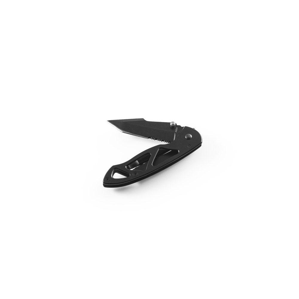 Canivete Aço Inox e Metal UF1210 na cor Preto, brinde personalizado Sky Brindes