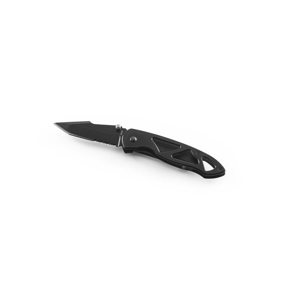 Canivete Aço Inox e Metal UF1210 na cor Preto, brinde personalizado Sky Brindes