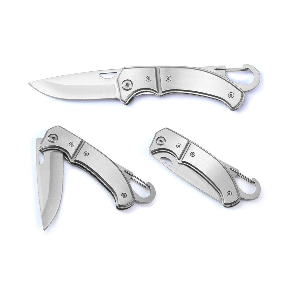 Canivete Aço Inox UF1213 na cor Cromado, brinde personalizado Sky Brindes