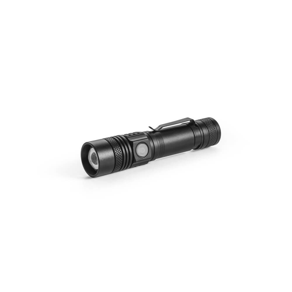 Lanterna Recarregável 5w UF1216 na cor Preto, brinde personalizado Sky Brindes