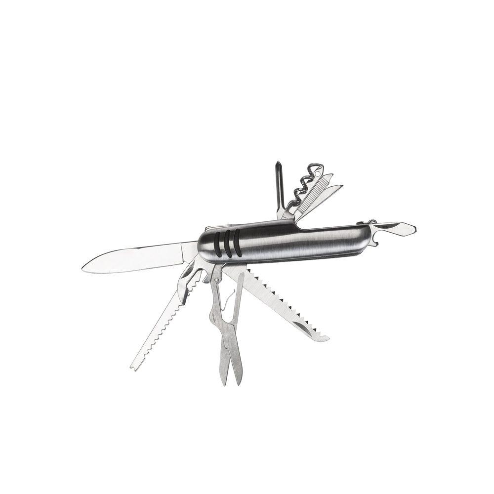 Canivete 11 funções c capa UF1219 na cor Inox, brinde personalizado Sky Brindes