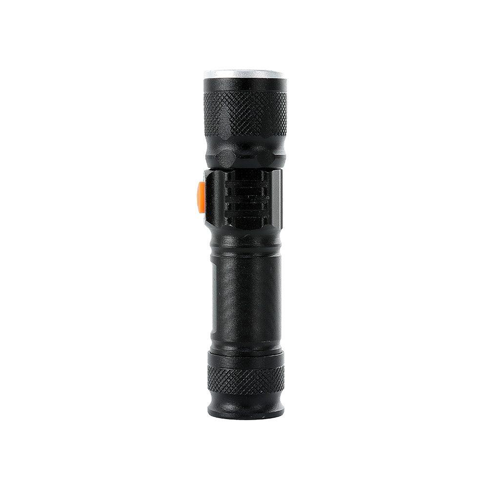 Lanterna metal recarregável UF1226 na cor Preto, brinde personalizado Sky Brindes