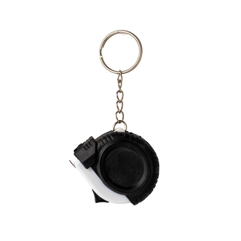 Chaveiro trena emborrachada de 1 metro UF1232 na cor Preto e branco, brinde personalizado Sky Brindes
