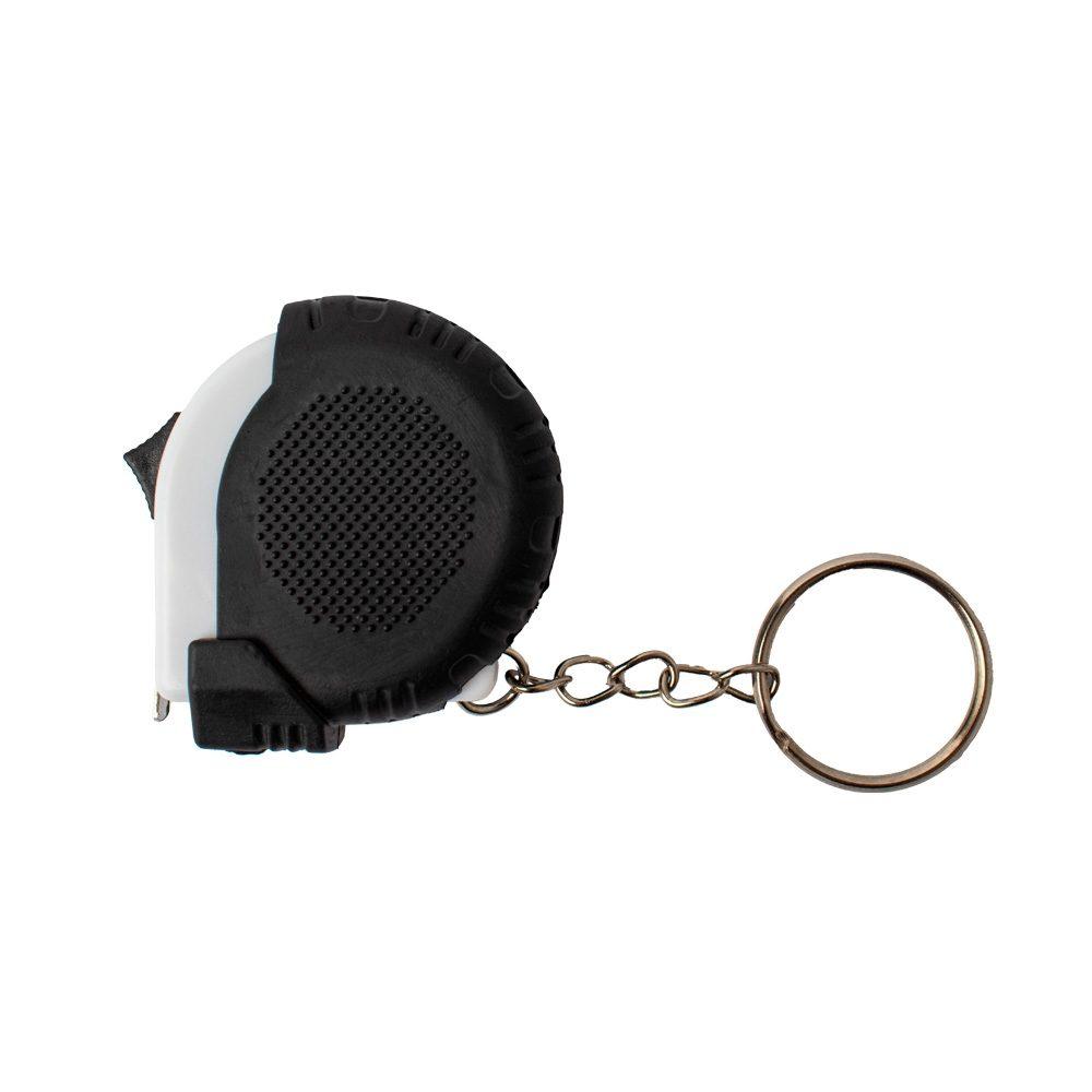 Chaveiro trena emborrachada de 1 metro UF1232 na cor Preto e branco, brinde personalizado Sky Brindes