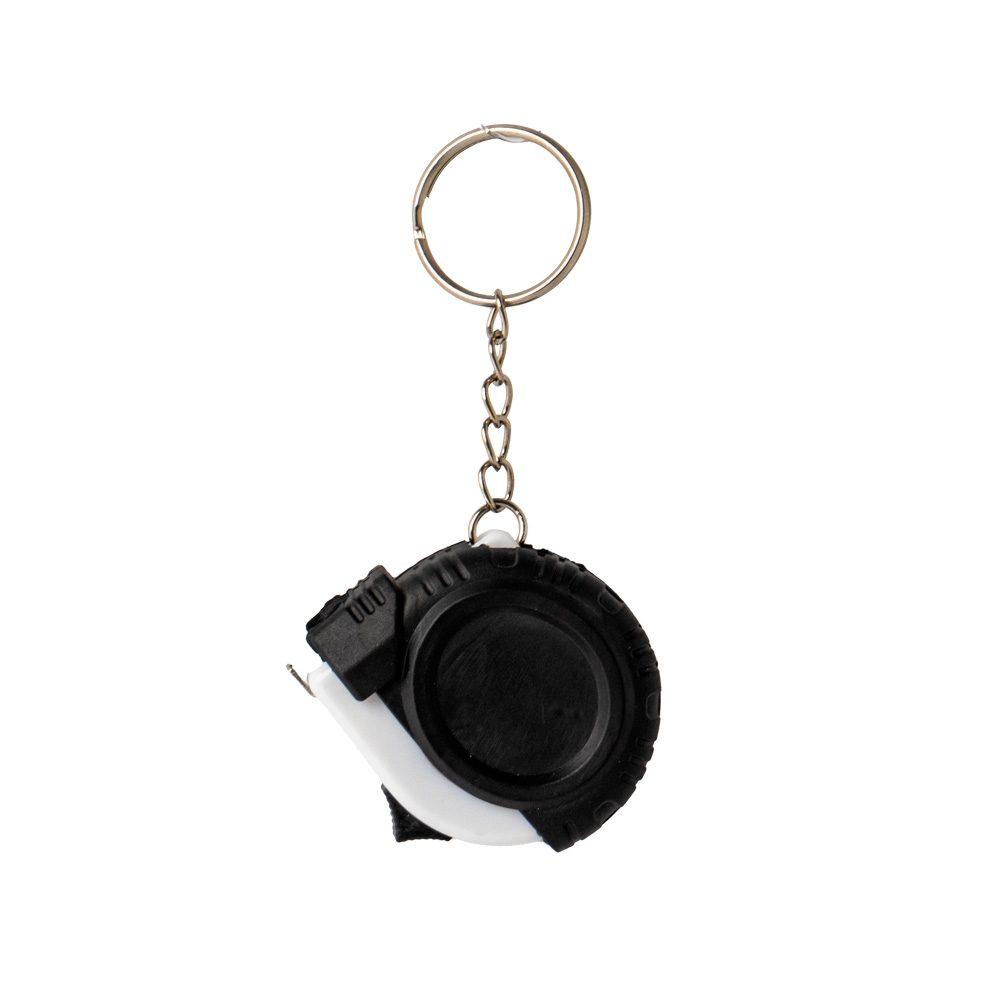Chaveiro trena emborrachada de 1 metro UF1232 na cor Preto e branco, brinde personalizado Sky Brindes
