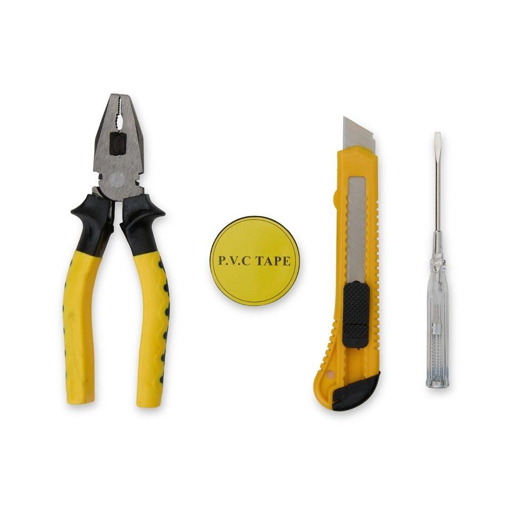 Kit ferramentas 4 peças UF1237 na cor Amarelo, brinde personalizado Sky Brindes