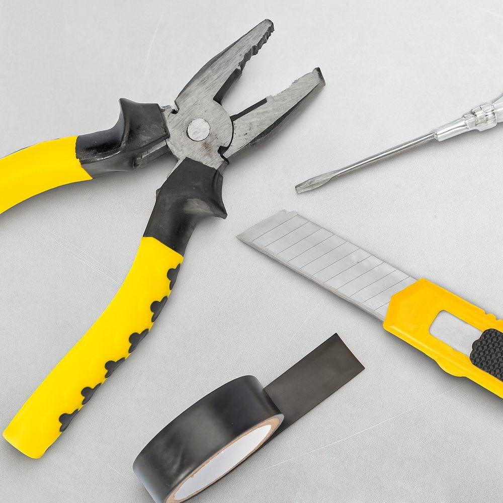 Kit ferramentas 4 peças UF1237 na cor Amarelo, brinde personalizado Sky Brindes