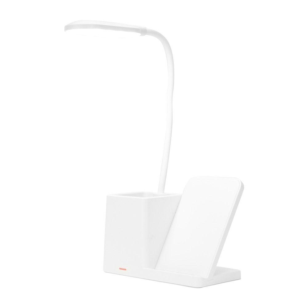 Luminária led com carregamento via indução e porta-caneta UF1245 na cor Branco, brinde personalizado Sky Brindes