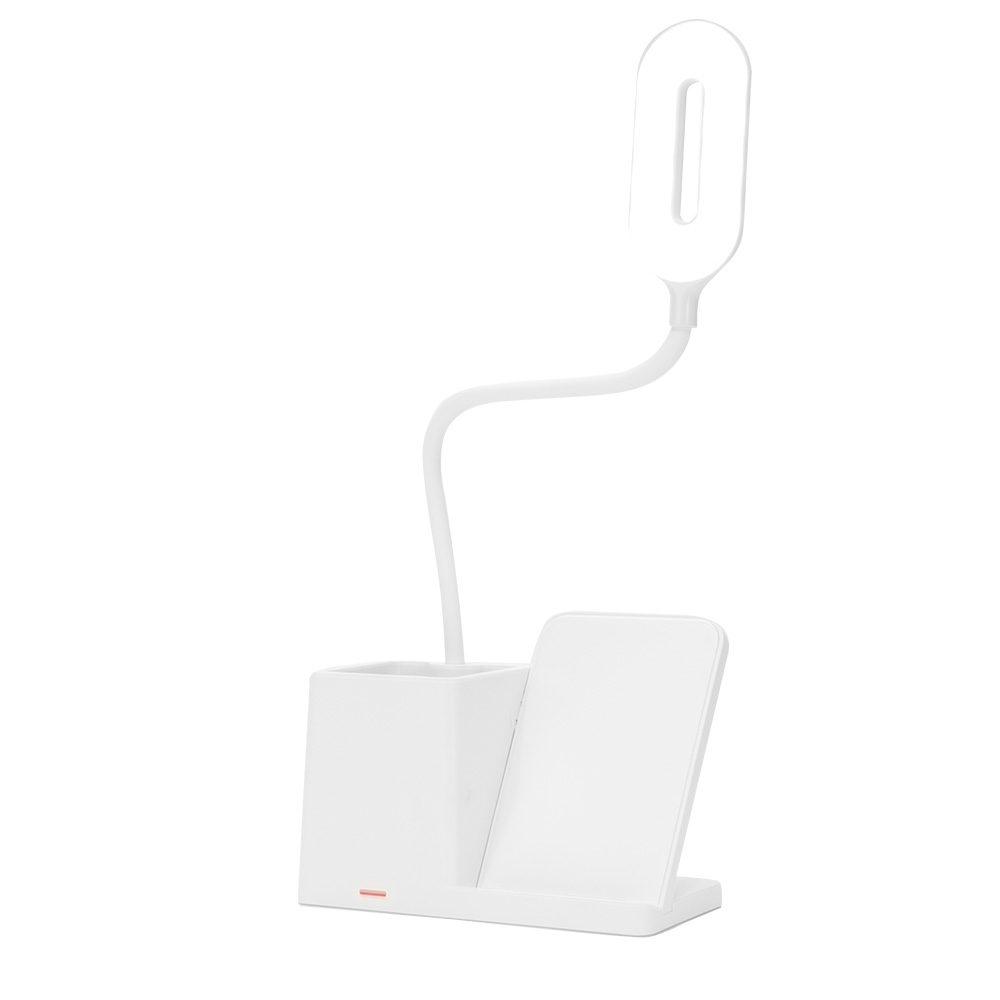 Luminária led com carregamento via indução e porta-caneta UF1245 na cor Branco, brinde personalizado Sky Brindes