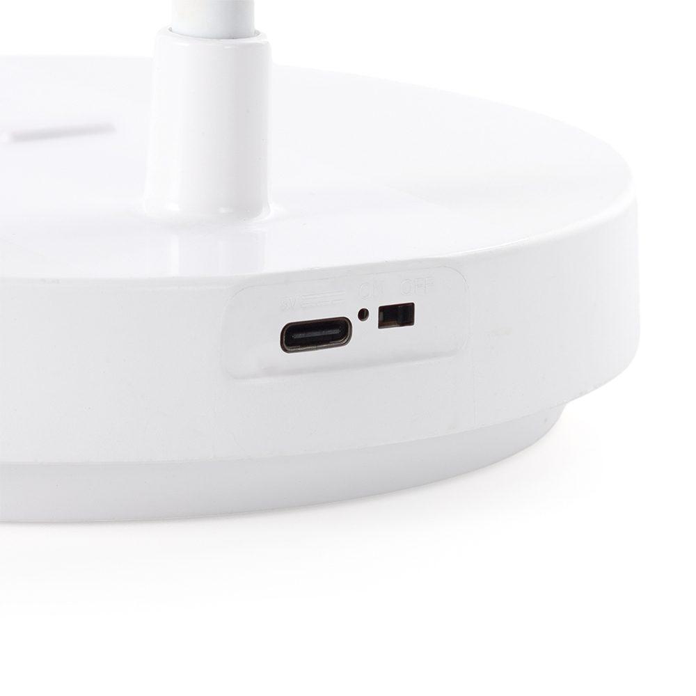 Luminária articulável em led recarregável UF1246 na cor Branco, brinde personalizado Sky Brindes