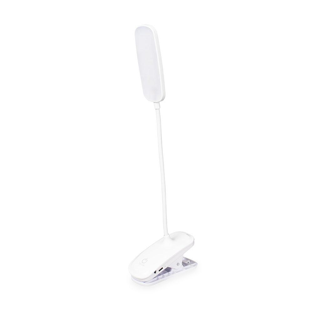 Luminária de mesa recarregável UF1251 na cor Branco, brinde personalizado Sky Brindes
