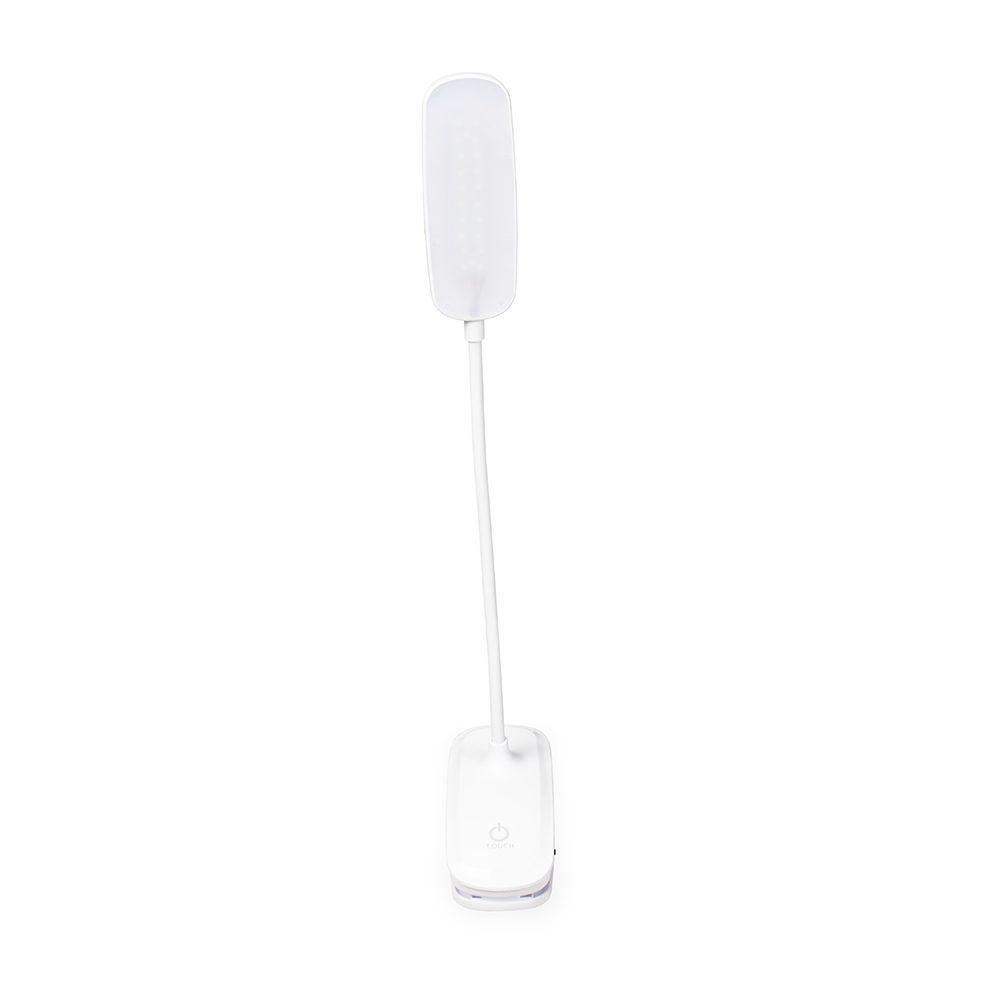 Luminária de mesa recarregável UF1251 na cor Branco, brinde personalizado Sky Brindes