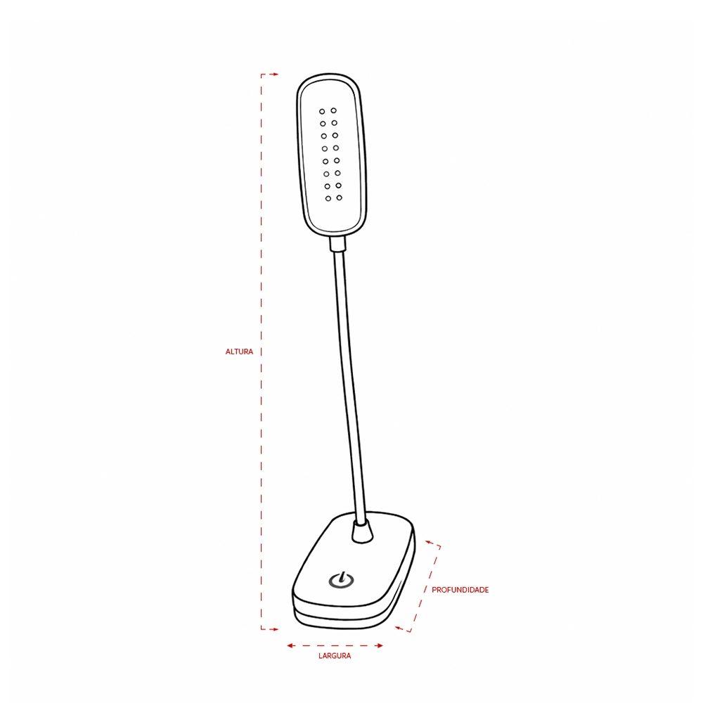Luminária de mesa recarregável UF1251 na cor Branco, brinde personalizado Sky Brindes