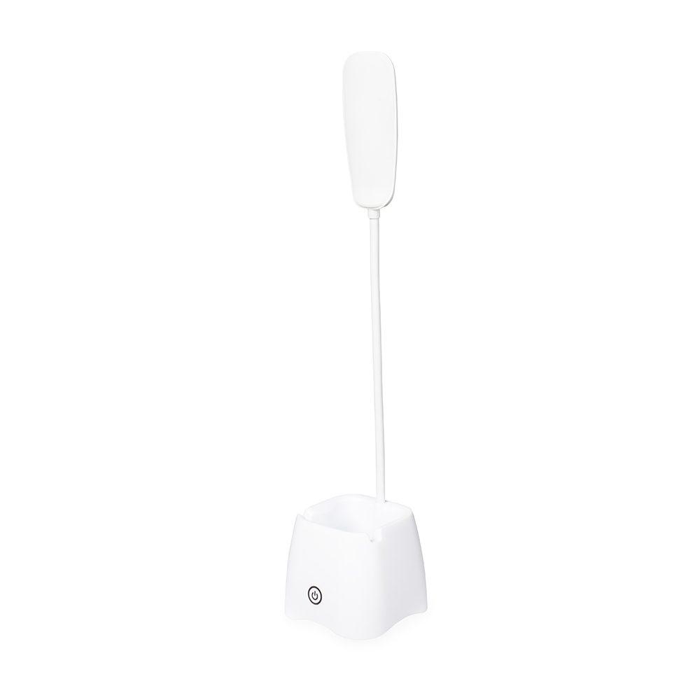 Luminária de mesa recarregável UF1252 na cor Branco, brinde personalizado Sky Brindes