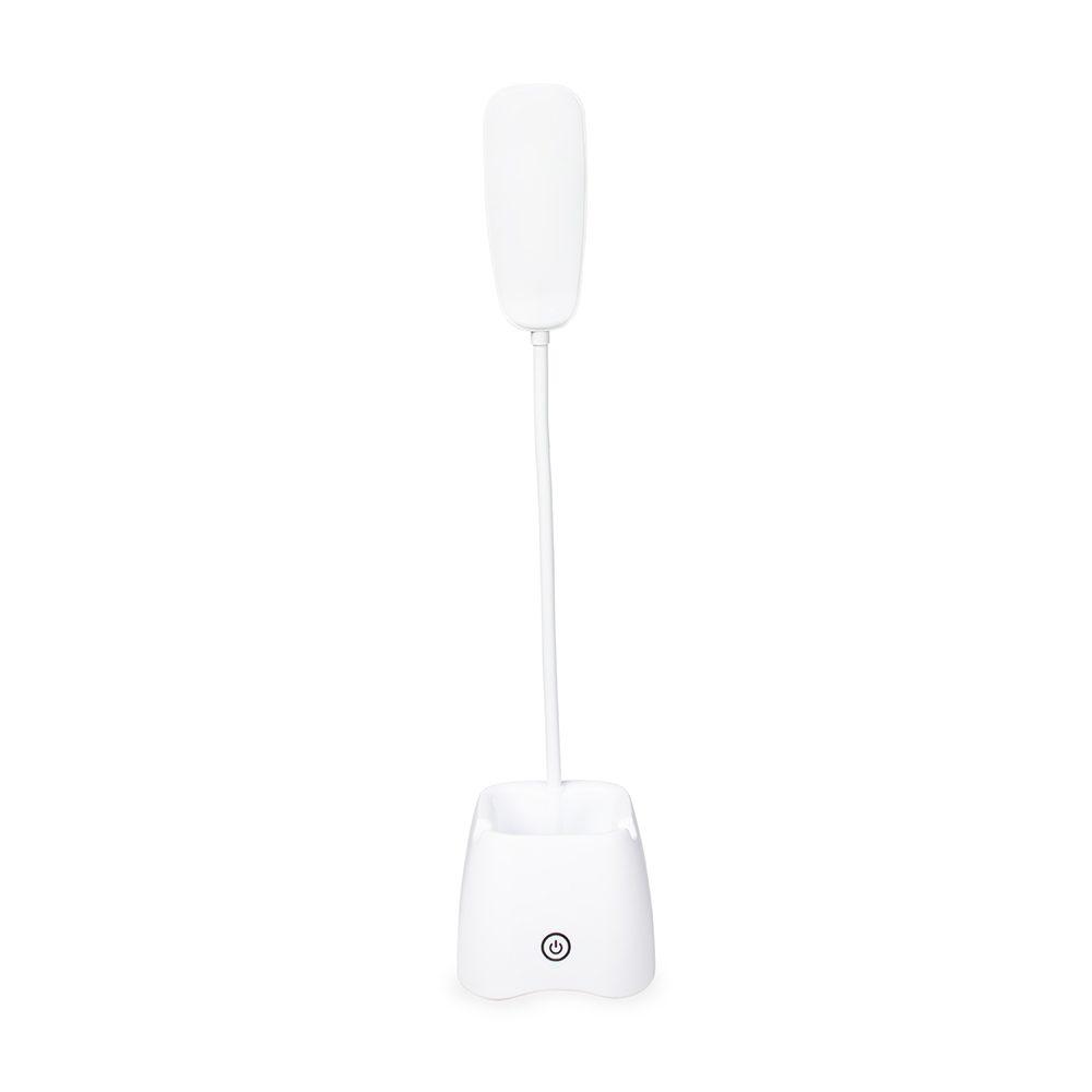 Luminária de mesa recarregável UF1252 na cor Branco, brinde personalizado Sky Brindes
